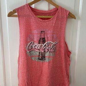 Coca-Cola Heathered Coral Pink Logo Tank